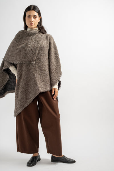 Alpaca Short Poncho in Beige