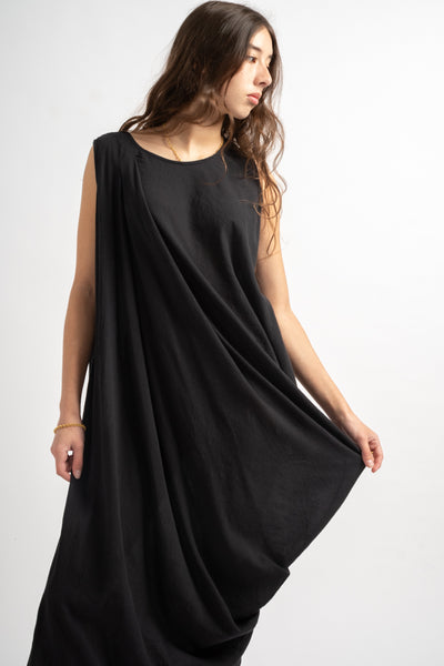 Greek Column Dress in Sumi Black