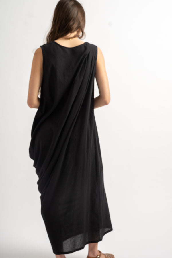 Greek Column Dress in Sumi Black
