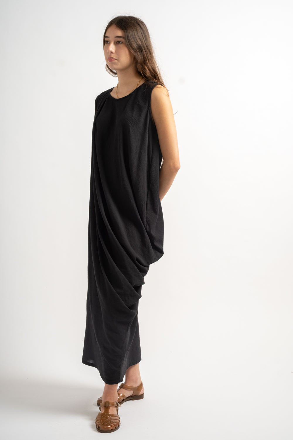 Greek Column Dress in Sumi Black