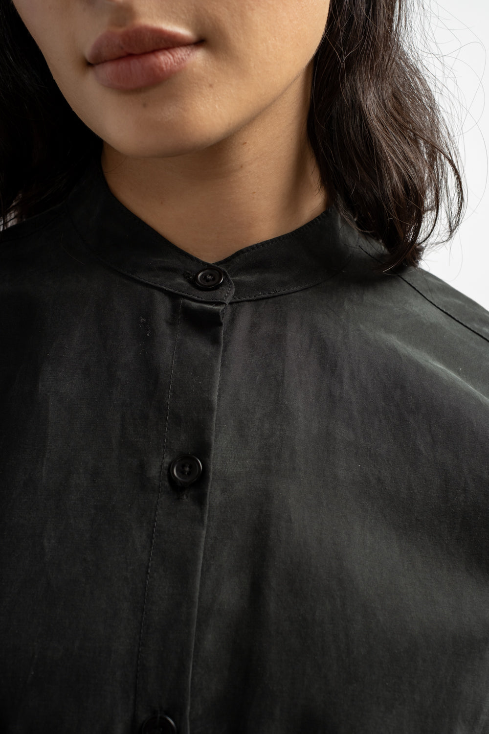 Mao Collar Shirt in Black