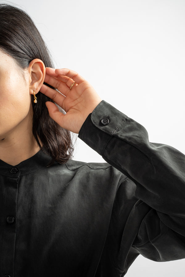 Mao Collar Shirt in Black