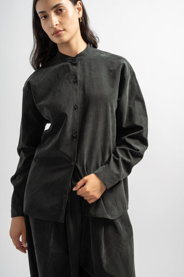 Mao Collar Shirt in Black