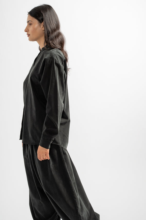 Mao Collar Shirt in Black