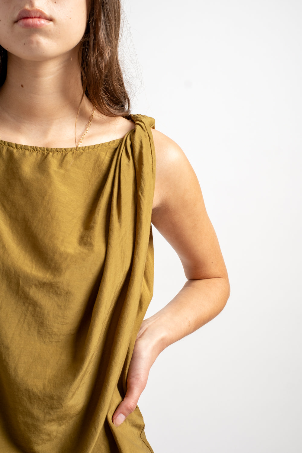 Twisted Tank Top in Dark Olive