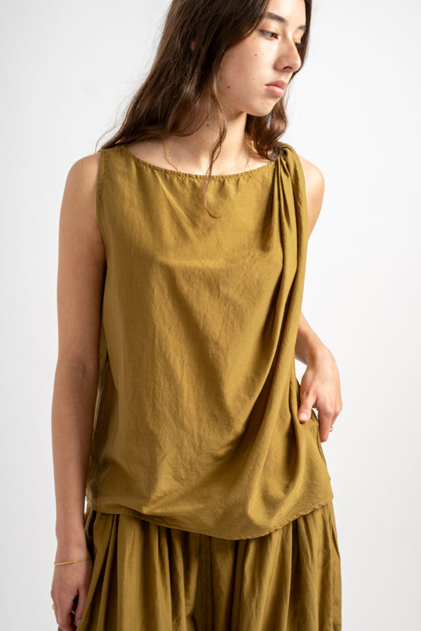 Twisted Tank Top in Dark Olive