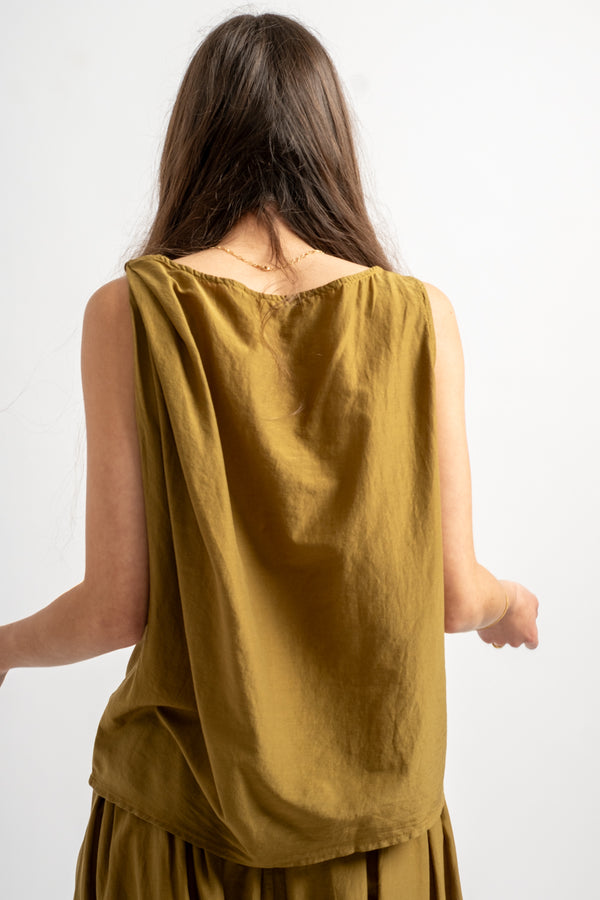 Twisted Tank Top in Dark Olive