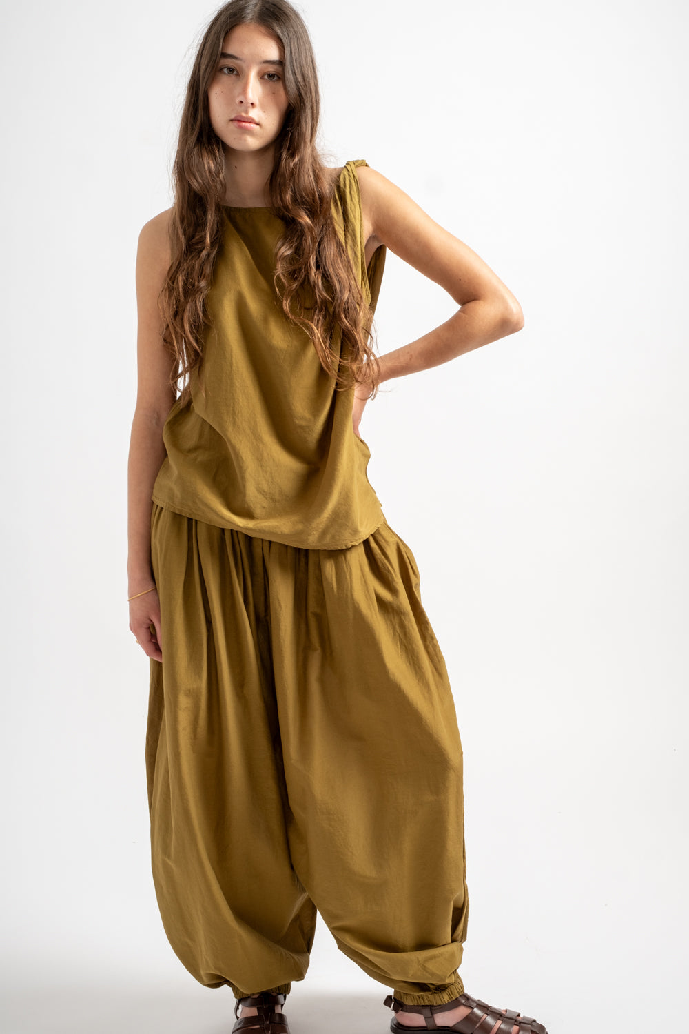 Twisted Tank Top in Dark Olive