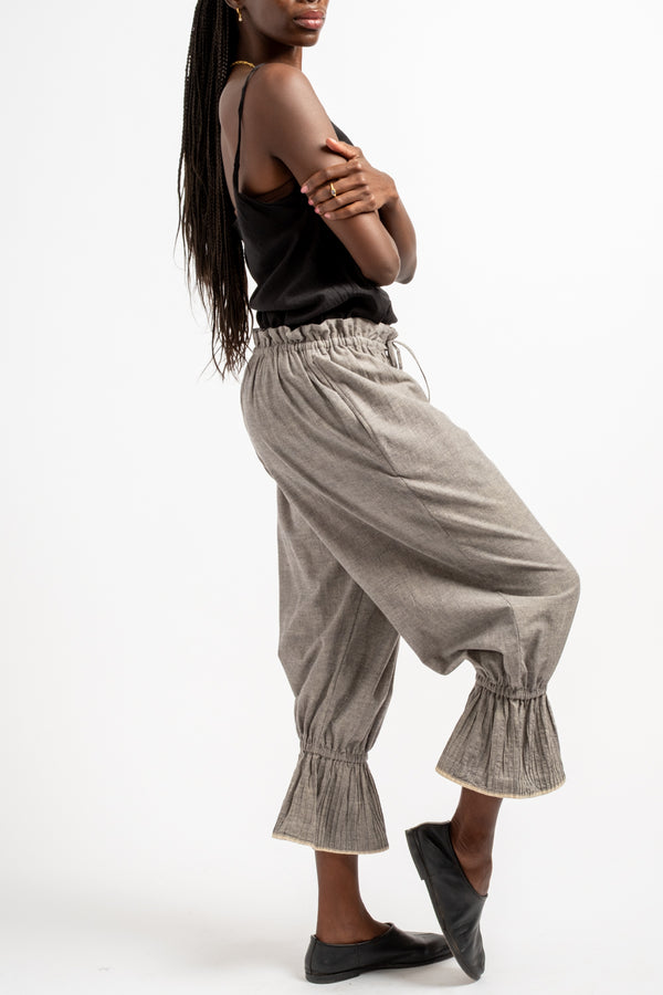 Gather Pants in Grey Mix