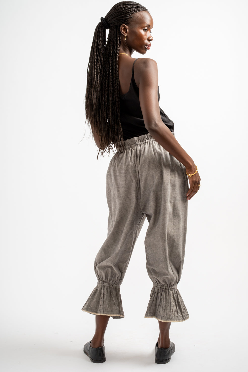 Gather Pants in Grey Mix