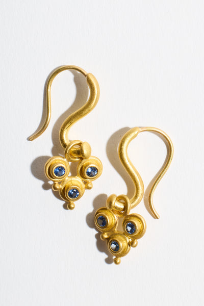 Blue Sapphire Trio Earrings
