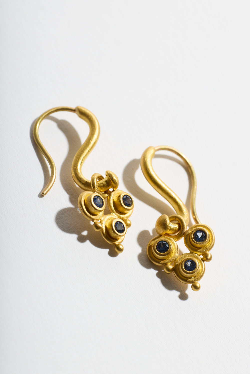 Blue Sapphire Trio Earrings