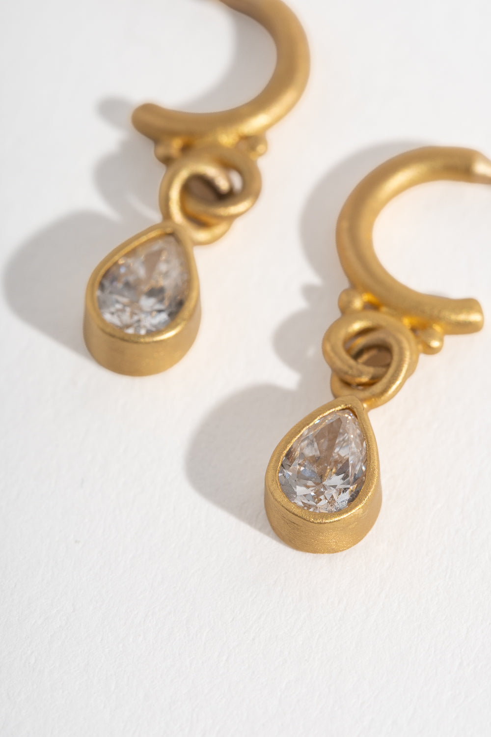 Half Hoop Pear Shaped Diamond Earrings