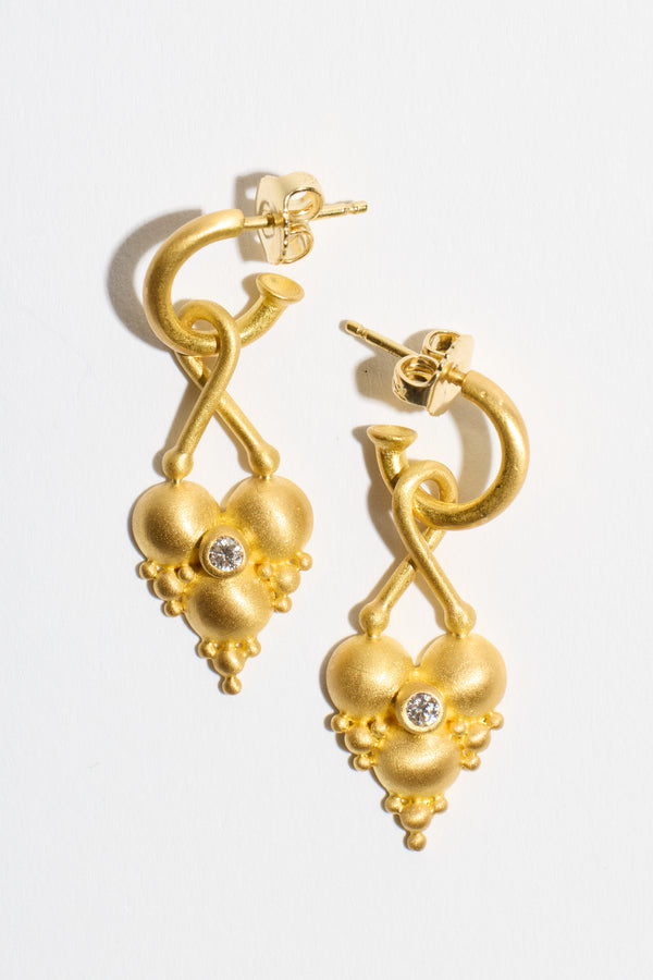 Heart Cluster Twist Top Diamond Earring