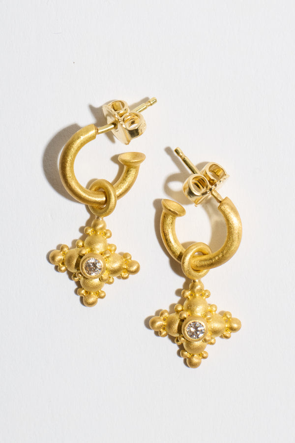 Large Star Hanging Diamond Earrings