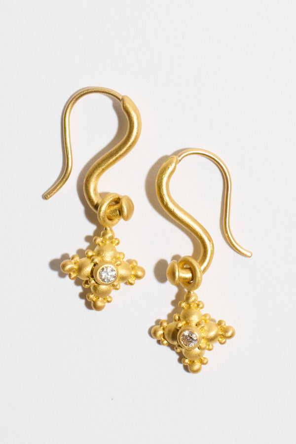 Large Star Hanging Diamond Earrings