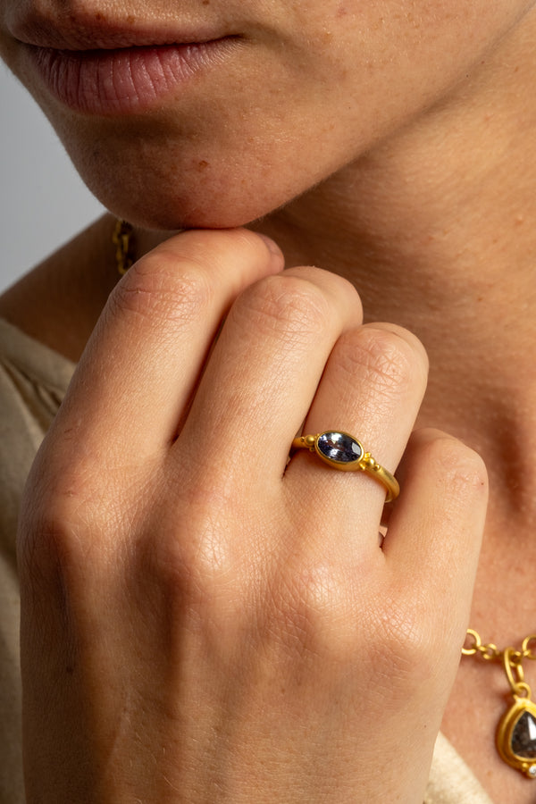 Oval Tanzanite Bezel Ring