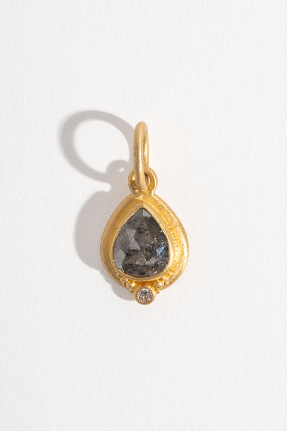 Salt and Pepper Rose Cut Diamond Charm