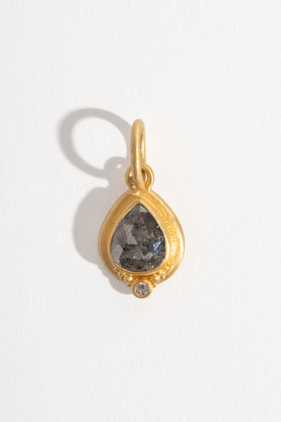 Salt and Pepper Rose Cut Diamond Charm