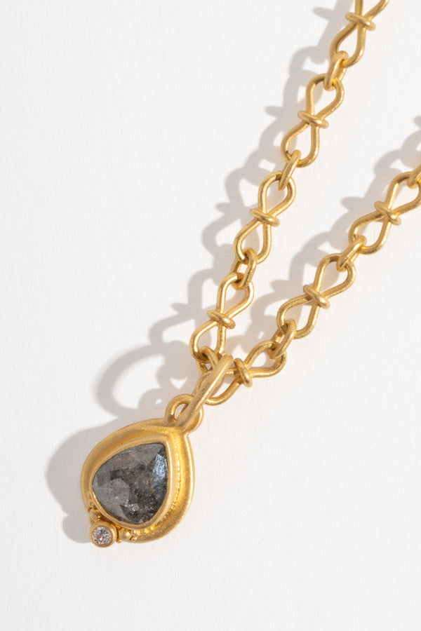 Salt and Pepper Rose Cut Diamond Charm