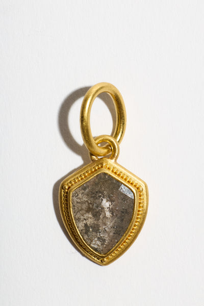 Shield Shaped Charcoal Diamond Slice Pendant