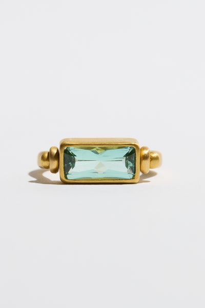 Swivel Ring Emerald Cut Natural Aquamarine