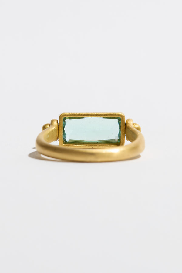 Swivel Ring Emerald Cut Natural Aquamarine