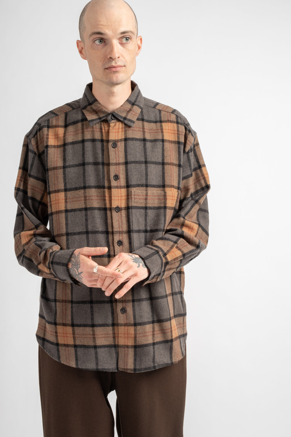 Big Shirt Two Wool/Cashmere Check Black/Grey/Beige