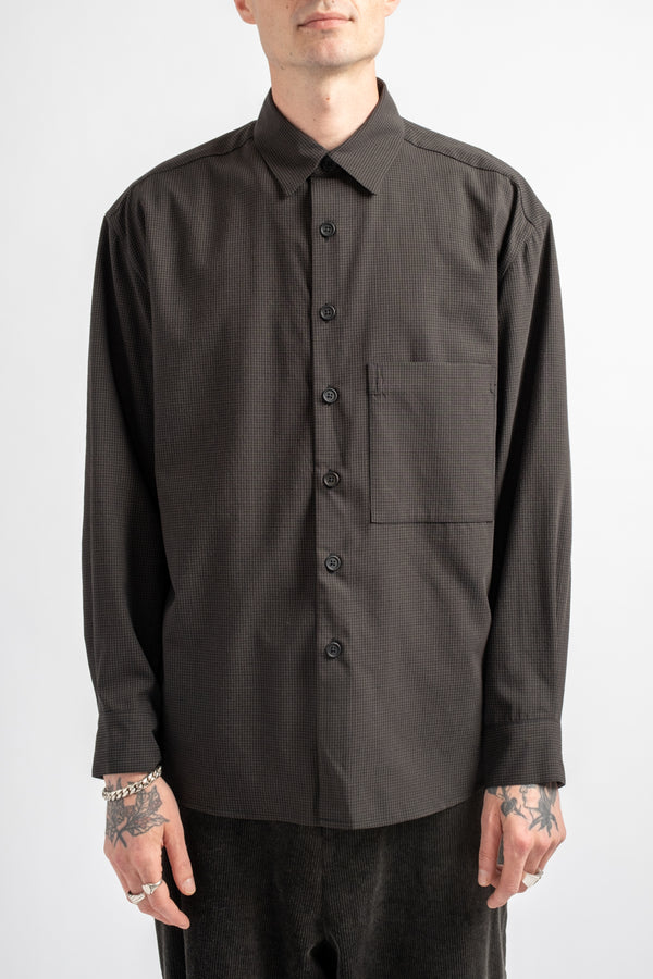 Big Shirt Two Worsted Wool Check Olive/Black