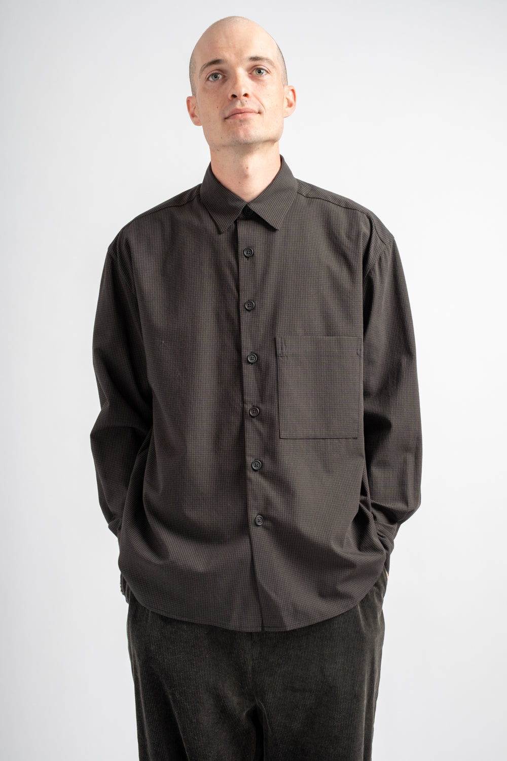 Big Shirt Two Worsted Wool Check Olive/Black