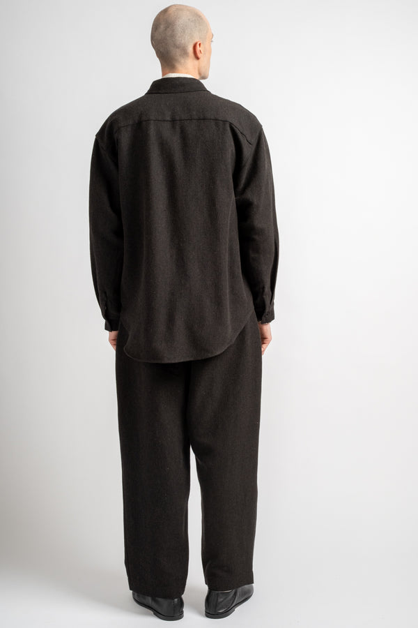 Big Shirt Wool Linen Herringbone Black/Brown