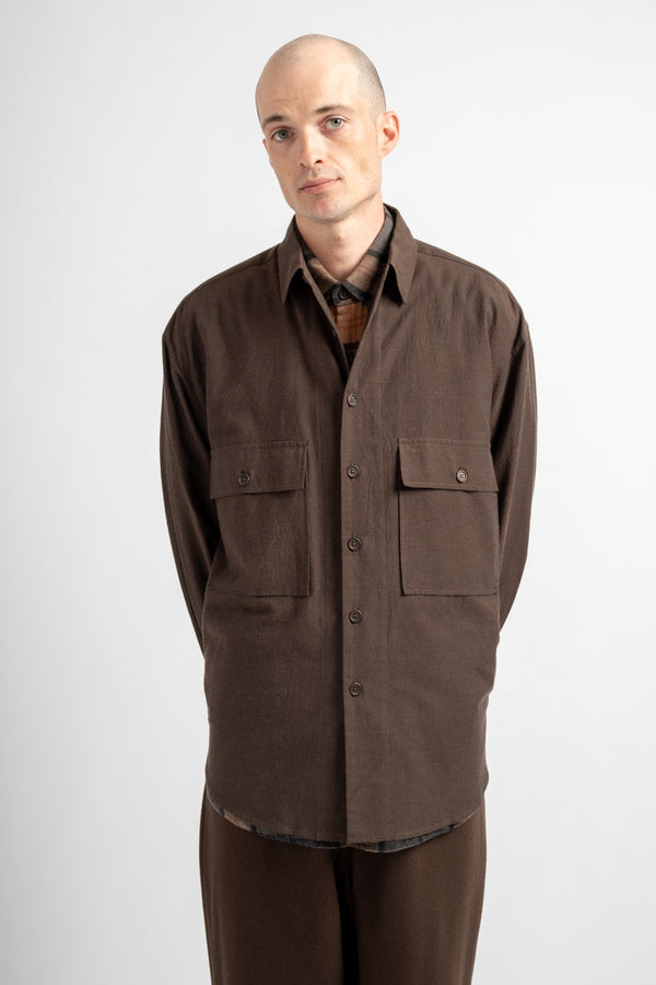 Big Shirt Yarn Dyed Cotton/Yak Brown/Black