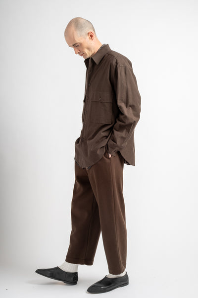 Big Shirt Yarn Dyed Cotton/Yak Brown/Black