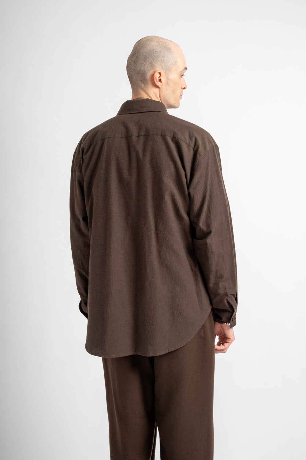 Big Shirt Yarn Dyed Cotton/Yak Brown/Black