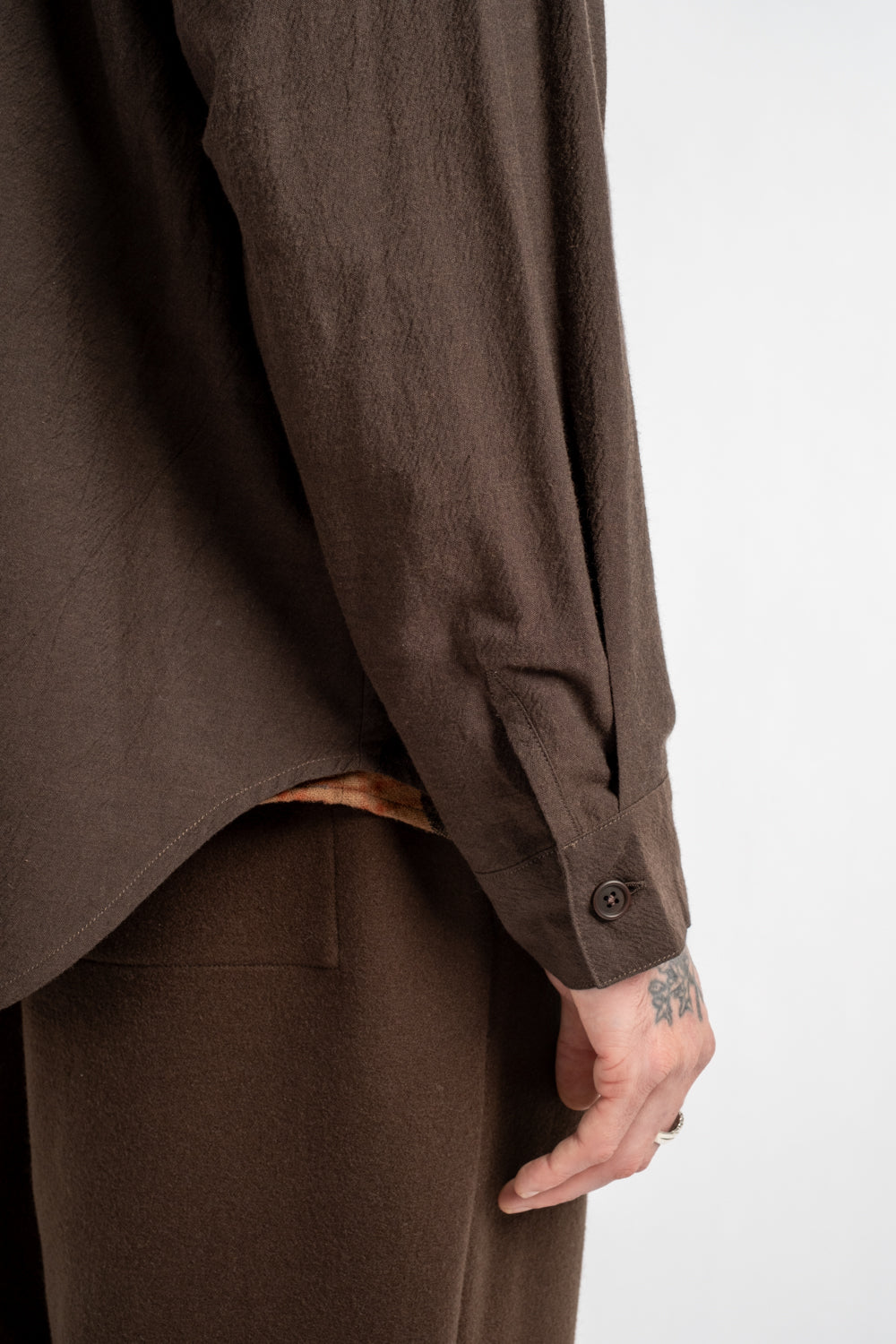Big Shirt Yarn Dyed Cotton/Yak Brown/Black