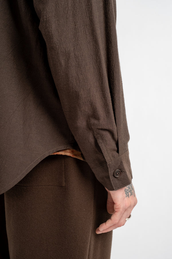 Big Shirt Yarn Dyed Cotton/Yak Brown/Black