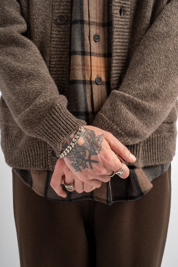 Crewneck Cardigan Wool Melange Brown/Beige