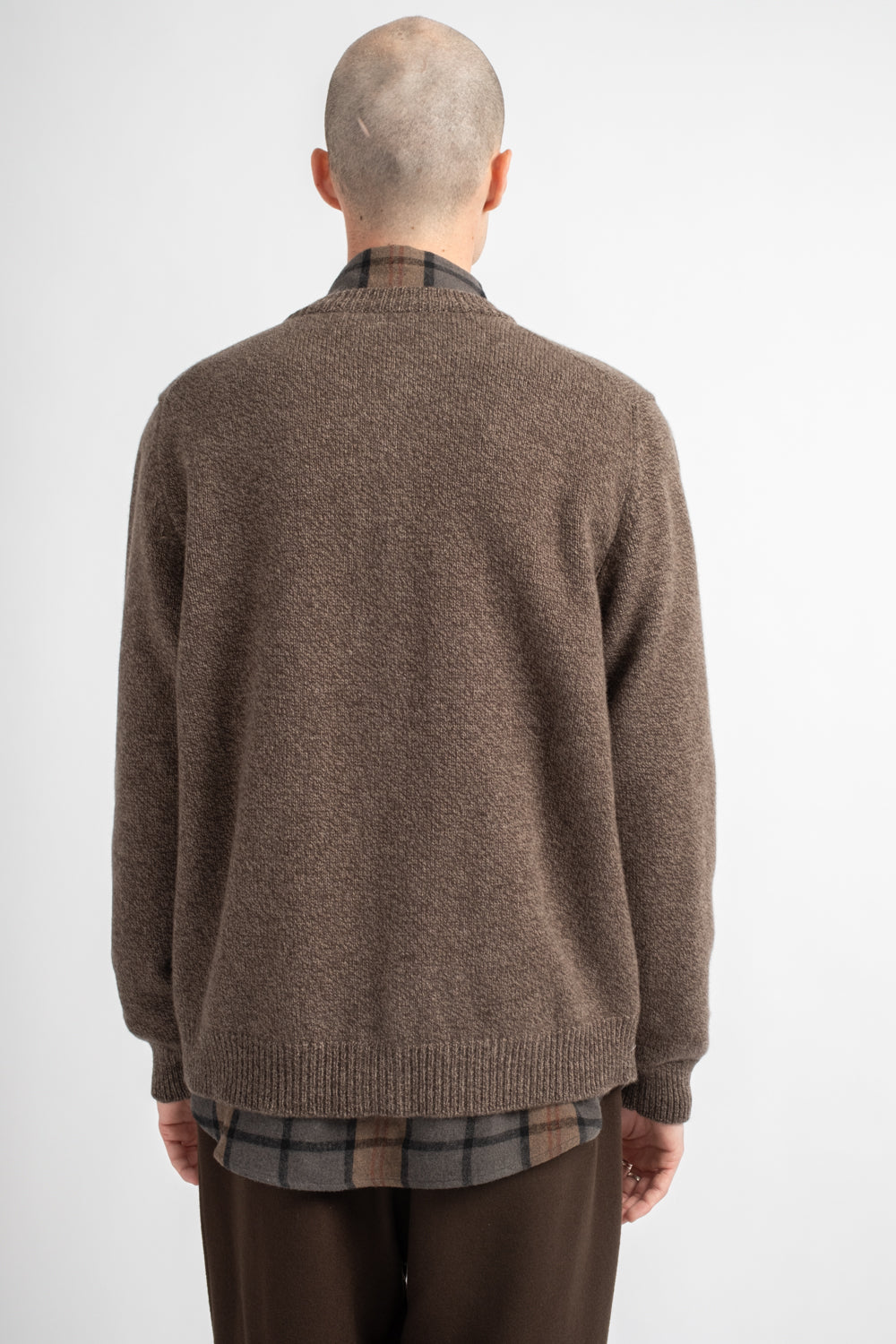 Crewneck Cardigan Wool Melange Brown/Beige