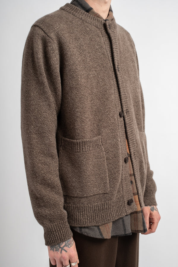 Crewneck Cardigan Wool Melange Brown/Beige