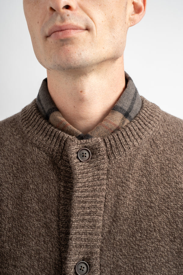Crewneck Cardigan Wool Melange Brown/Beige
