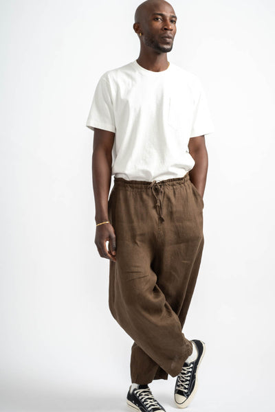 Drawstring Pant Sumi Ink Hemp Twill in Dark Olive