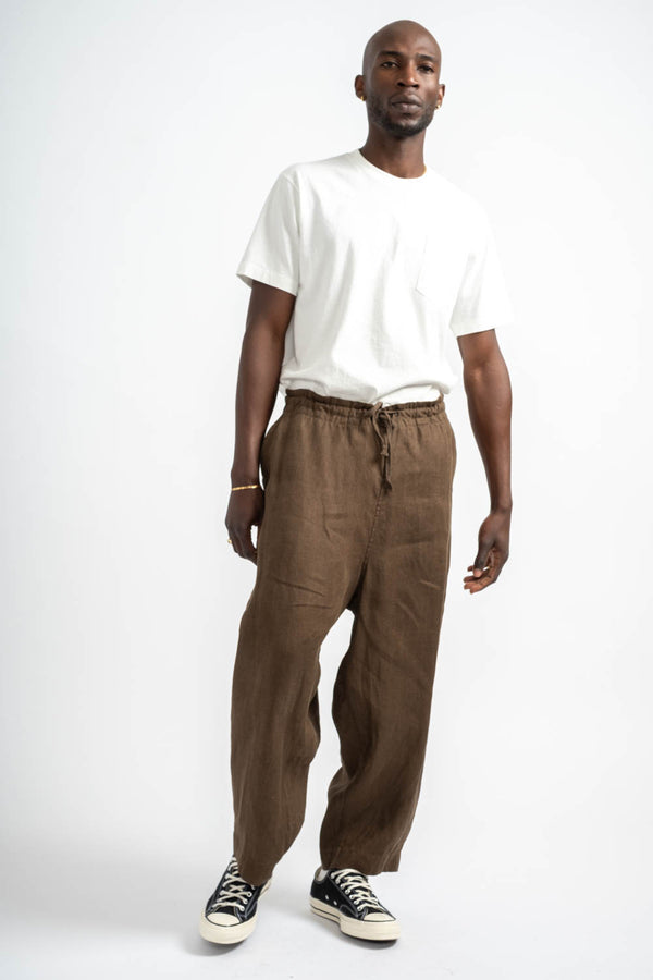 Drawstring Pant Sumi Ink Hemp Twill in Dark Olive
