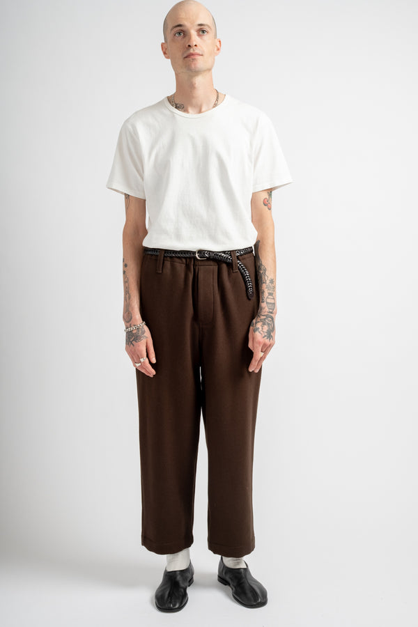 Elastic Pant Heavy Wool Flannel Dark Brown