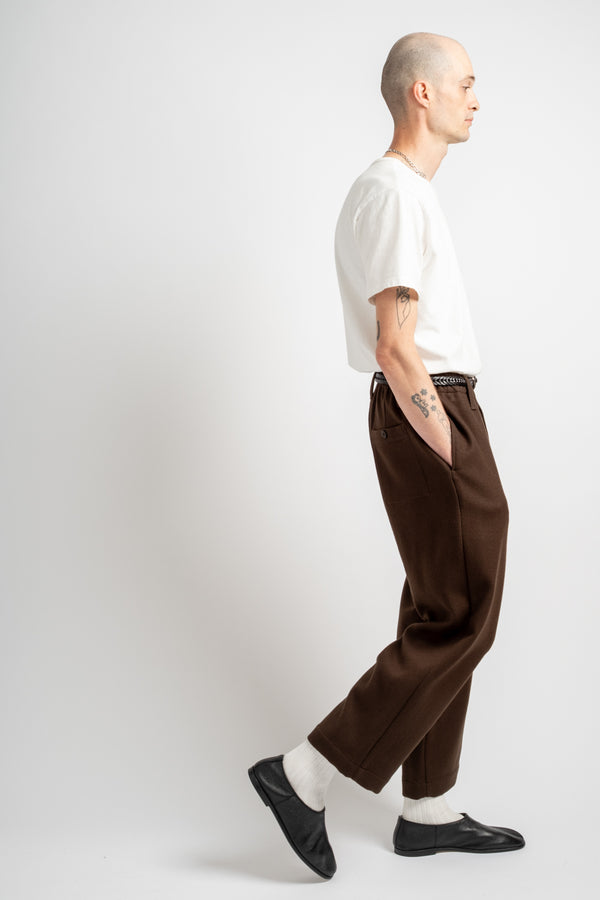 Elastic Pant Heavy Wool Flannel Dark Brown