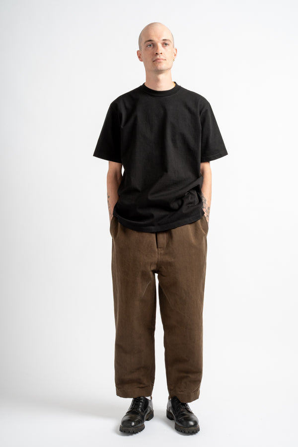 Elastic Pant in Sumi Ink Cotton/Washi Canvas Dark Olive