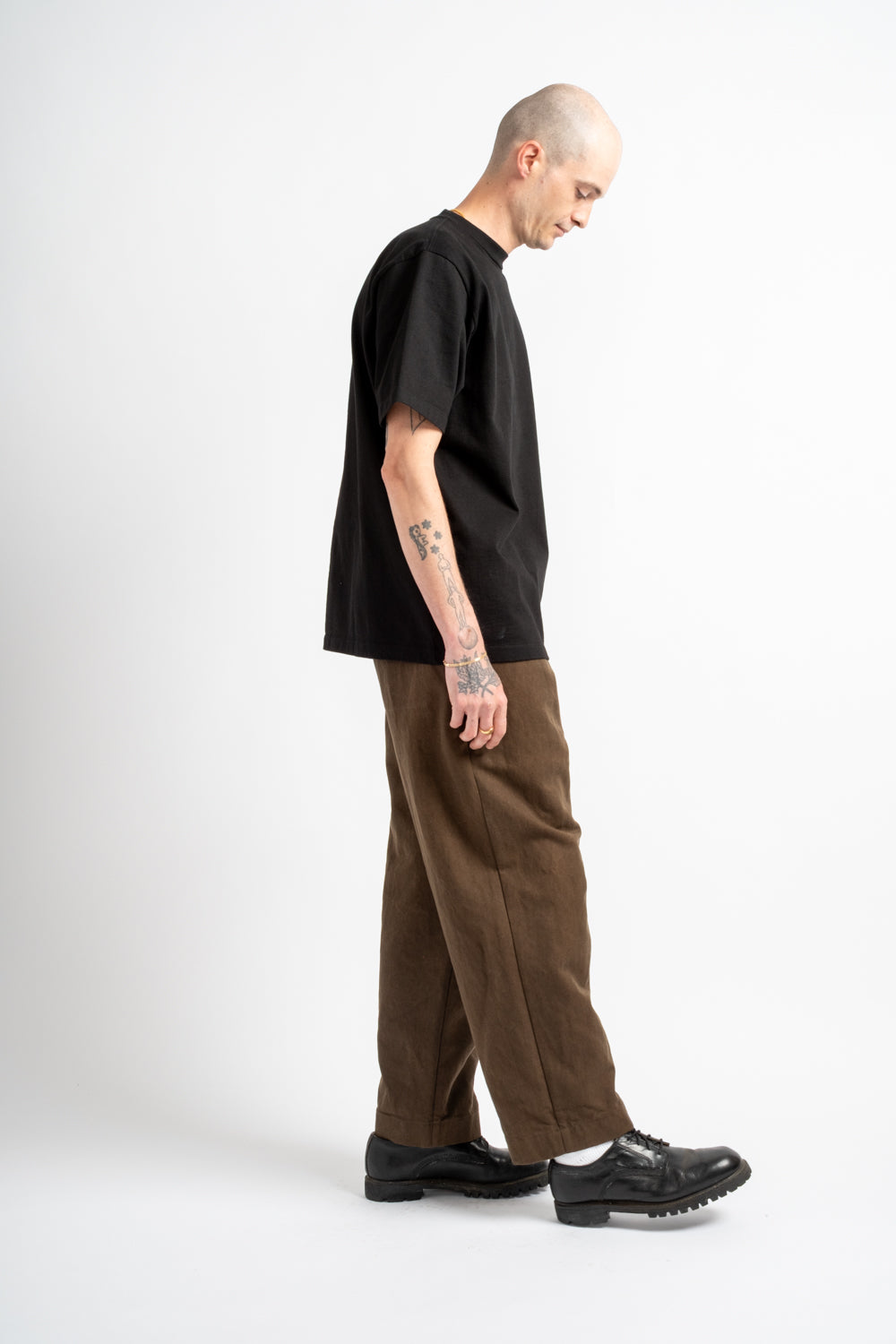 Elastic Pant in Sumi Ink Cotton/Washi Canvas Dark Olive