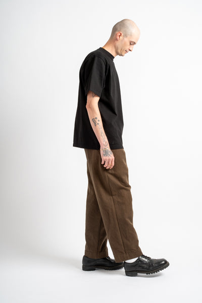 Elastic Pant in Sumi Ink Cotton/Washi Canvas Dark Olive