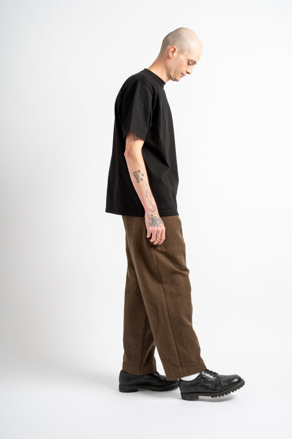 Elastic Pant in Sumi Ink Cotton/Washi Canvas Dark Olive