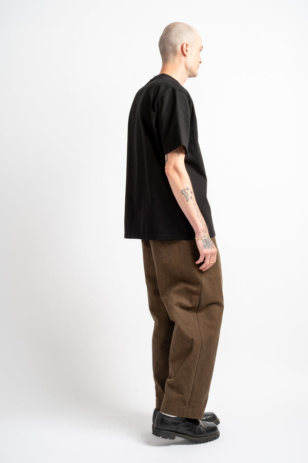 Elastic Pant in Sumi Ink Cotton/Washi Canvas Dark Olive