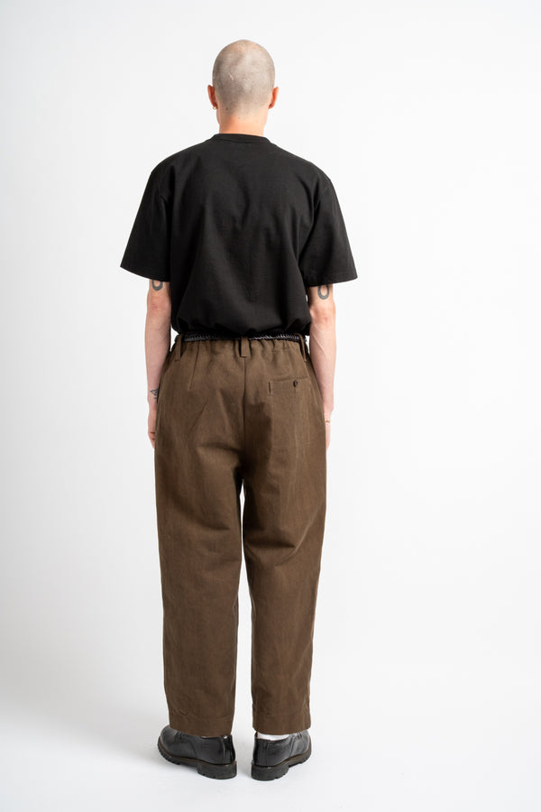 Elastic Pant in Sumi Ink Cotton/Washi Canvas Dark Olive